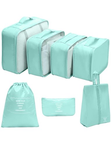 Θήκες οργάνωσης ταξιδίου γαλάζιο σετ 8 τεμαχίων