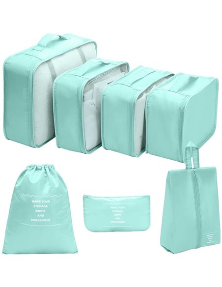 Θήκες οργάνωσης ταξιδίου γαλάζιο σετ 8 τεμαχίων