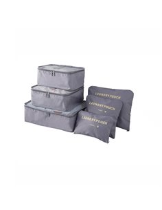 Θήκες οργάνωσης ταξιδίου γκρι σετ 6 τεμαχίων
