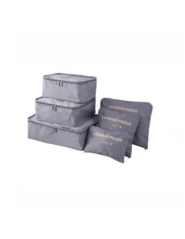 Θήκες οργάνωσης ταξιδίου γκρι σετ 6 τεμαχίων