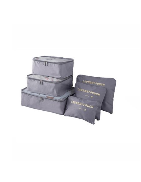 Θήκες οργάνωσης ταξιδίου γκρι σετ 6 τεμαχίων