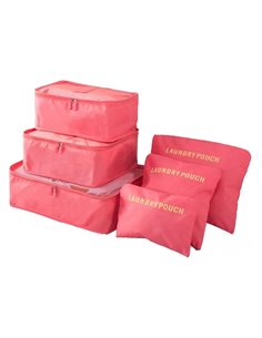 Θήκες οργάνωσης ταξιδίου κοραλί σετ 6 τεμαχίων