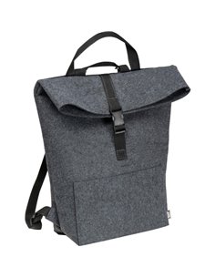 Σακίδιο πλάτης γκρι με μαύρο κούμπωμα από τσόχα Υ40x36x12,5εκ.