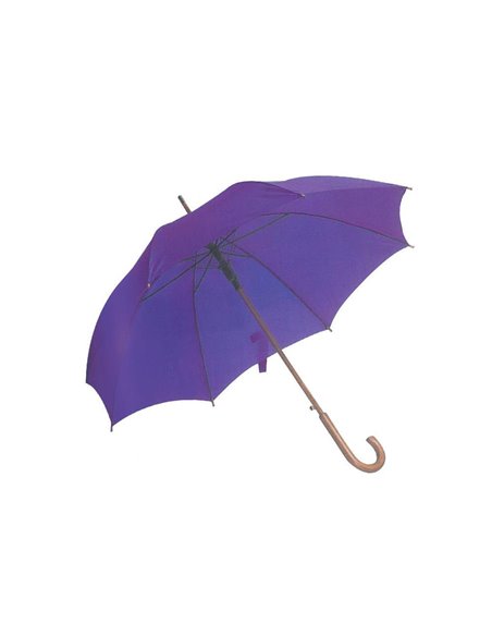 Ομπρέλα αυτόματη μωβ ξύλινη λαβή Ø105εκ.