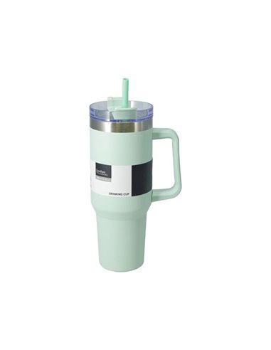 Θερμός ποτήρι 1200ml πράσινο ανοξείδωτο με καλαμάκι