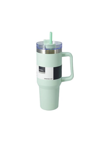 Θερμός ποτήρι 1200ml πράσινο ανοξείδωτο με καλαμάκι