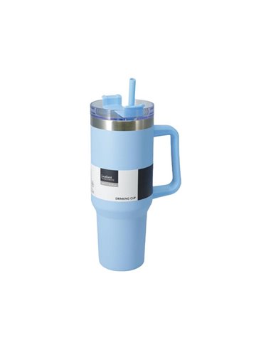 Θερμός ποτήρι 1200ml μπλε ανοξείδωτο με καλαμάκι