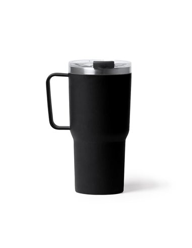 Θερμός - κούπα 600 ml μαύρο ανοξείδωτο ατσάλι Υ18,9xØ9εκ.