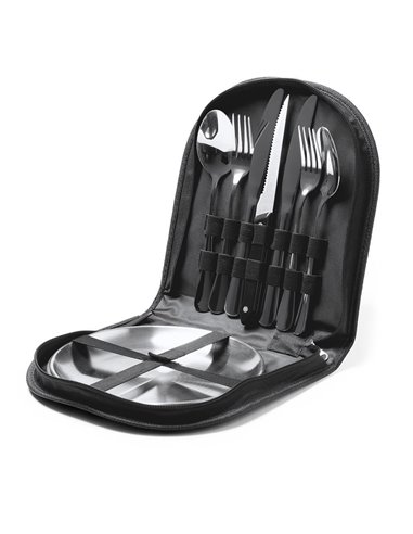 Σετ Μαχαιροπίρουνα - Πιάτων 9 τμχ ανοξείδωτο ατσάλι - Θήκη ⌀24x4εκ.