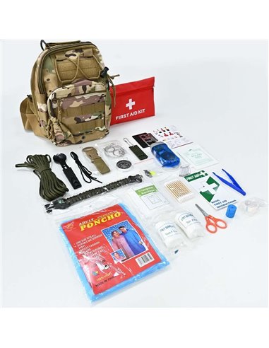Σακίδιο επιβίωσης με εξοπλισμό και φαρμακείο πρώτων βοηθειών σετ 40τμχ.