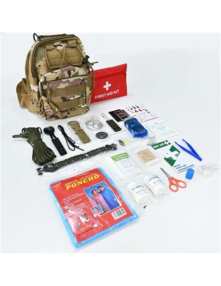 Σακίδιο επιβίωσης με εξοπλισμό και φαρμακείο πρώτων βοηθειών σετ 40τμχ.