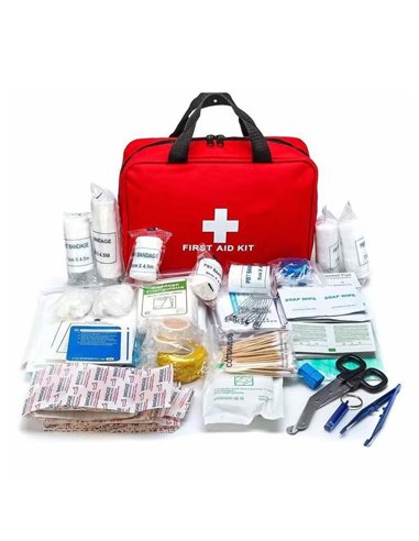 Φαρμακείο πρώτων βοηθειών υφασμάτινο κόκκινο σετ 152τμχ.