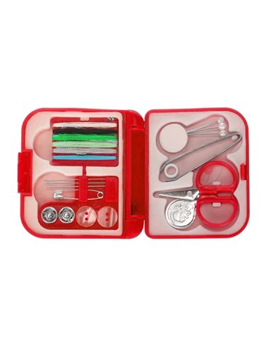 Σετ ραπτικής ταξιδιού πλαστικό κόκκινο κουτί 15 τεμάχια Υ21x10,5x1,5εκ.