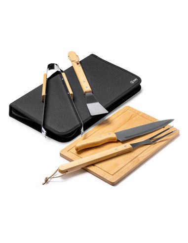 Σετ Μπάρμπεκιου 6 τμχ με Ξύλινες Λαβές - Θήκη 25x5x38,5 εκ.