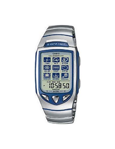 Casio ρολόι Ε-databanκ ασημί με μπλε