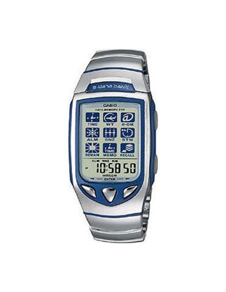 Casio ρολόι Ε-databanκ ασημί με μπλε