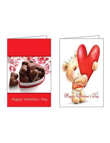 Ευχετήριες κάρτες Αγ.Βαλεντίνου 7x10,5εκ, 2 σχέδια κοκτέηλ