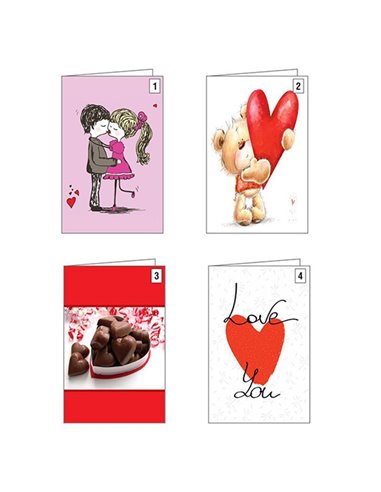 Ευχετήριες κάρτες σ'αγαπώ 7x10,5εκ, 4 σχέδια κοκτέηλ