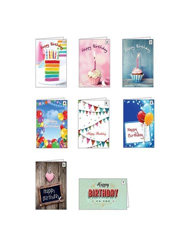 Ευχετήριες κάρτες γενεθλίων 7x10,5εκ, 7 σχέδια κοκτέηλ