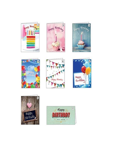 Ευχετήριες κάρτες γενεθλίων 7x10,5εκ, 7 σχέδια κοκτέηλ