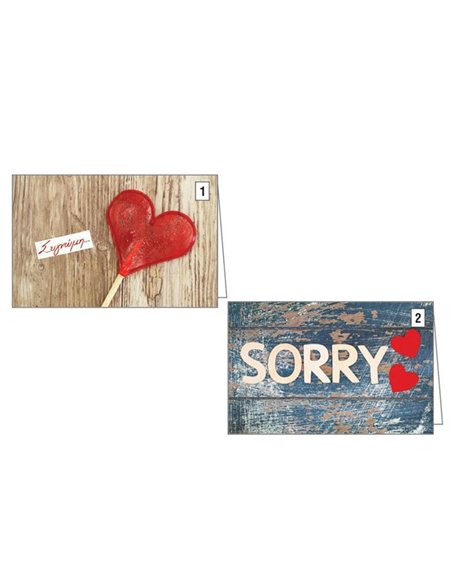 Ευχετήριες κάρτες συγνώμη 12x17εκ, 2 σχέδια κοκτέηλ