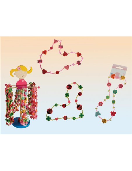 Ξύλινα κολιέ παιδικά κοκτέηλ 3 χρώματα