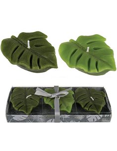 Σετ με 3 κεριά "φύλλα"  8x6x2εκ.