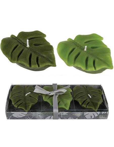 Σετ με 3 κεριά "φύλλα"  8x6x2εκ.