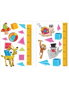 Αυτοκόλλητος υψομετρητής τοίχου 50x70εκ. "ζωάκια"