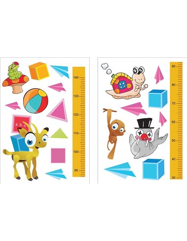 Αυτοκόλλητος υψομετρητής τοίχου 50x70εκ. "ζωάκια"