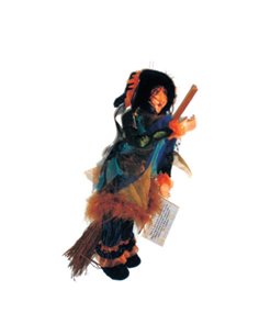 Κούκλα Halloween "Μάγισσα με σκούπα" 35εκ.