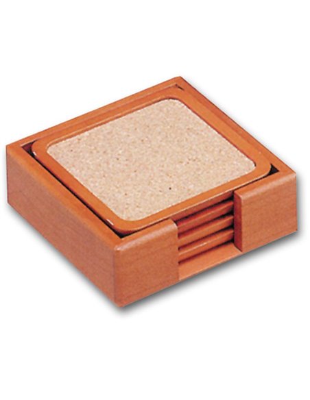 Bestar θήκη ξύλινη με 4 σουβέρ Υ9x9,8x9,5x9,5εκ.