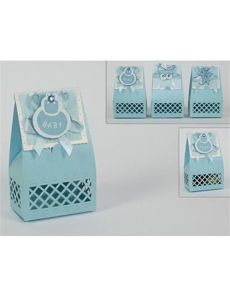 Κουτάκι χάρτινο μπλε για μπομπονιέρα βάπτισης 13x6.5εκ.