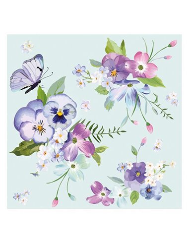 Χαρτοπετσέτες 20τεμ. 33x33εκ "Λουλούδια σε μπλε φόντο" (SD_WI_005601)