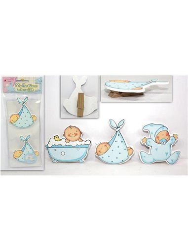 Ξύλινο διακοσμητικό γέννησης μπλε 2τεμ. σε blister