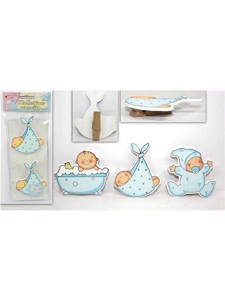 Ξύλινο διακοσμητικό γέννησης μπλε 2τεμ. σε blister