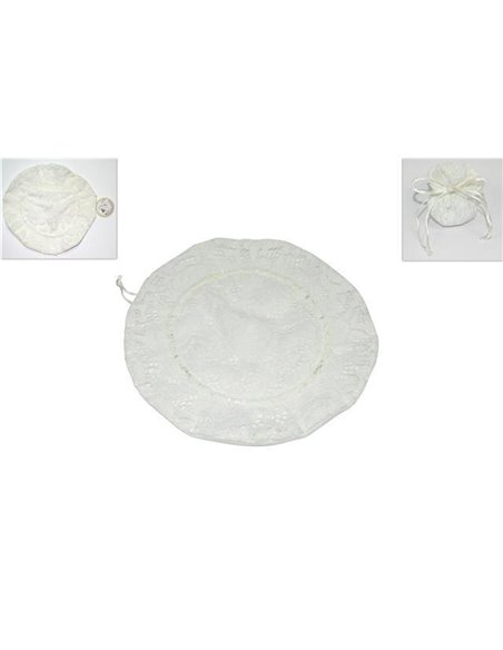 Μπομπονιέρα απο δαντέλα στρόγγυλη Ø24εκ. λευκή