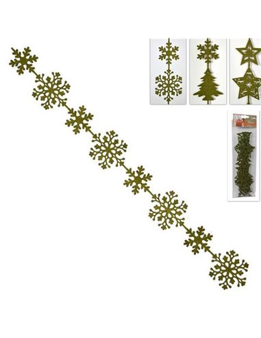 Χριστουγεννιάτικη γιρλάντα πράσινη "νιφάδες" από τσόχα μήκους 1μ. σε blister
