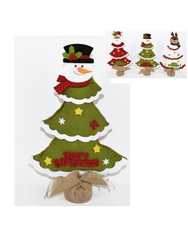 Χριστουγεννιάτικο δέντρο διακοσμητικό, από τσόχα σε 3 σχέδια Υ33x20x6εκ.