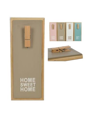 Κλιπ σημειώσεων "Home" ξύλινο σε 3 χρώματα Υ30x12εκ.