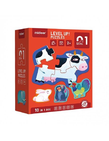 Mideer παζλ 10 σε1 - Level Up 1 "Animals" 2,3,4,5 - 6 τμχ
