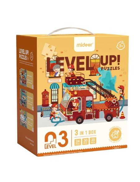 Mideer παζλ 3 σε1 - Level Up 3 "Busy Community helpers" 24,30 - 35τμχ