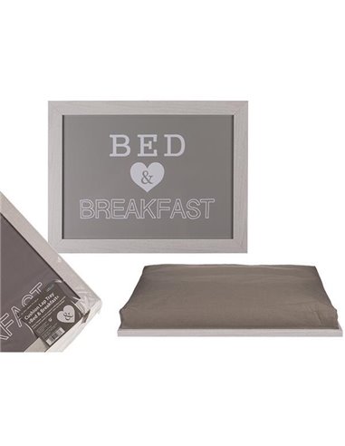Δίσκος με μαξιλάρι "Bed - Breakfast" γκρι 41x28εκ.