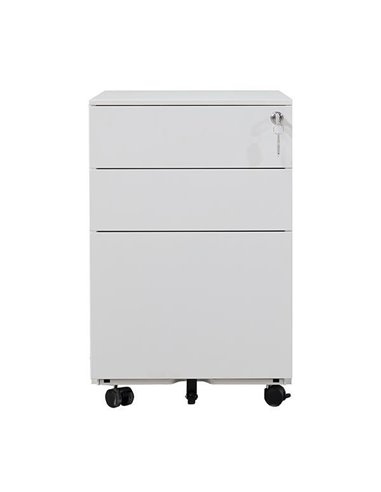 Nextdeco συρταριέρα λευκή μεταλλική με 3 συρτάρια - κλειδαριά Υ60x39x50εκ.