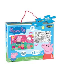 Luna παζλ δαπέδου Peppa pig, 2 όψεων, 48 τεμ., 90x60εκ.