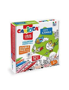 Carioca Puzzle 2σε1 χρωματίζω "City - Jungle" 35 τεμ. 70x35εκ.