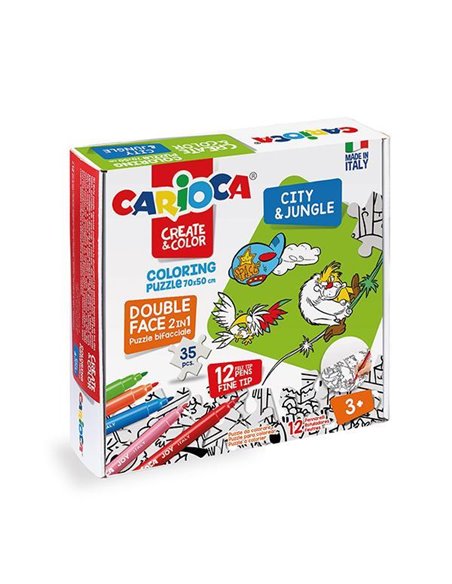Carioca Puzzle 2σε1 χρωματίζω "City - Jungle" 35 τεμ. 70x35εκ.