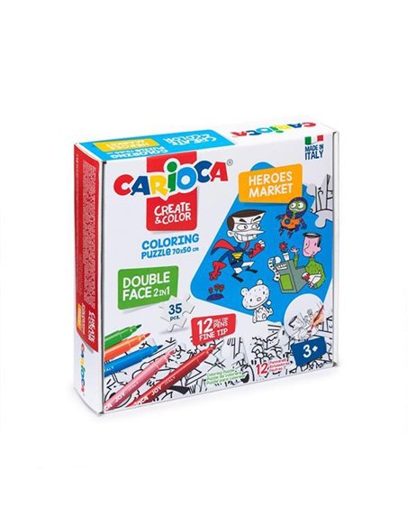 Carioca Puzzle 2σε1 χρωματίζω "Heros - Market" 35 τεμ. 70x35εκ.