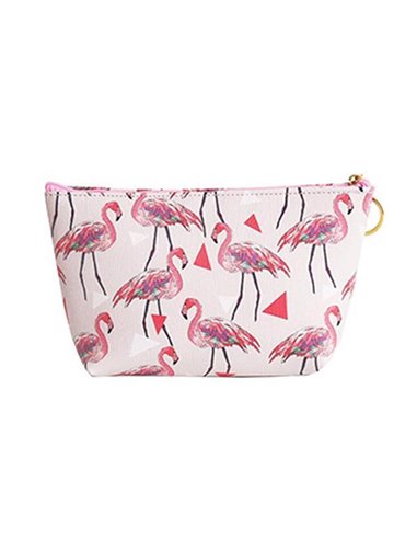 Κασετίνα pu "Flamingo" λευκό-ροζ Y13x22x16εκ.