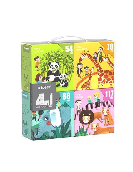 Mideer παζλ 4 σε 1 "Ζωάκια" 54,70,88 - 117τμχ